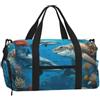 AYYQWE Dolphins Sea Turtle Shark Octopus Coral Reef Print Uomini Donne Borsa a Tracolla Palmare Bagaglio Fitness Allenamento Weekend Escursioni Sport
