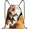 Zelinge Sacca da palestra con coulisse, Cartoon Dog Razze Gruppo, M (16.5 x 19.6 inch), Sportivo