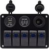 Healeved Pannello Combinato Interruttori Display Digitale Voltaggio 12v 24v 5 Posizioni 2 Porte USB 3.1a Materiale Lega di Alluminio e ABS per Veicoli e Barche