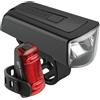 AXA Set di luci per bicicletta Dwn 70 Lux - Ricaricabili tramite USB - 20 ore di durata - Indicatore della batteria - Omologato StVZO