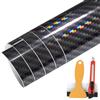 FAFALITHIC Pellicola adesiva in carbonio PET 9D, arcobaleno, senza bolle, per auto, moto, bici (nero, 30 cm x 150 cm)