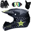 UIGJIOG Casco Da Motocross Per Bambini - Casco Da Motociclista Per Bici Da Sporcizia Elettrica - Casco Da Moto ATV Per Off-Road MTB Integrale Adulti Con Occhiali,Nero,XL(58~59cm)