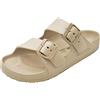 VICT POPU Sandali da donna con punta aperta, regolabili, doppie fibbie, impermeabili, con supporto per l'arco plantare, suola EVA, mules, Beige, 39 EU