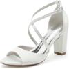 TarfiC Scarpe da Sposa Punta Aperta Sandali Donna con Tacco Cerimonia Fibbia Tacco Largo Estivi Scarpe Cinturino alla Caviglia Heeled Sandal Sposa Tacchi /JY2022-6
