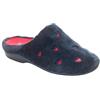Loren, pantofola donna in ciniglia, blu con dettagli a cuore rossi (Blu/Rosso, Taglia unica, Sistema Taglie Calzature EU, Adulto, Numero, Media, 40)