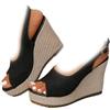 GAGFDA Scarpe con zeppa aperta da donna, estive, casual, comode, con cinturino alla caviglia, con zeppa e plateau, eleganti, Nero , 0 UK
