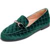 Feversole Women's Fashion Trim Deco Loafer Slippers,Pantofole Decorative alla Moda per Donna Velluto Verde Trapuntato 39 EU