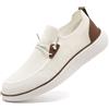 CAIQDM Comodo Slip di Colore Nudo da Uomo sui Mocassini Solette Antiscivolo alla Pelle da Passeggio Scarpe Casual Moda retrò Leggero e Traspirante Fitness all'aperto Scarpe da Jogging Bianco EU 43