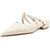 Generic Beige,43 EU, Scarpe Mary Jane con Tacco Basso, décolleté Eleganti da Donna, Sandali con Cinturini Incrociati e Borchiati, Pantofole Slip-on con Cinturino Posteriore, Sabot a Punta Chiusa