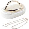 Ausi Pochette da sera in pelle PU a forma di conchiglia per donna - Manico e catena dorati (bianco)