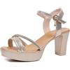 HNVAVQ Sandali Plateau con Strass Donna Scarpe per Festa Ballo Sposa, Nero, Oro, Bianco
