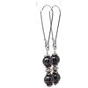 ThurColas Orecchini a cerchio donna vintage con perle in giada bianca tinta ematite o turchese ricostituito - chiusura a leva in acciaio inox - fatti a mano in Francia (Nero)