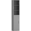 HOMCOM Colonna bagno con 2 ante e 4 ripiani regolabili, 40 x 35 x 180 cm, grigio | Aosom Italy