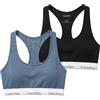 Calvin Klein Donna Bralette Confezione da 2 con Fascia con Logo, Multicolore (Black/Blue Tulip), L