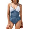 Vijamiy Costume Intero Contenitivo da Bagno Donna Costumi da Bagno Curvy Piscina Interi Push Up BeachwearScollo A V Mare Swimsuit for Women con Metallo Decorativo(Verde,L)