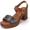JOMIX Sandali Donna Estivi con Tacco Largo Scarpe Eleganti con Chiusura a Strappo e Fascia Intrecciata Sandali Comodi per Ufficio WWS250189 Nero 37