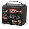 HumsiENK Batteria LiFePO4 12V 160Ah 2048Wh, 150A BMS, Potenza Continua 1920W, 6000+ Cicli, Leggera 18,7 kg, Impermeabile IP65, per Camper, Solare, Accumulo Energetico, Barca