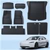 LANTU Tappetini 8 pezzi per Tesla Model 3 2024-2026 TPE per tutte le stagioni 3D bordo alto antiscivolo impermeabile tappetino bagagliaio e rivestimento schienale seconda fila di sedili per accessori