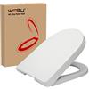 WOLTU Copriwater Sedile WC Coperchio con Chiusura Ammortizzata Soft Close Toilet Seat Bagno in Plastica Bianco Forma di D