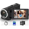 Generic Videocamera 2.7K 56MP Digital Zoom con luce LED e schermo LCD da 2,8, include scheda SD da 32 GB e 2 batterie per YouTube