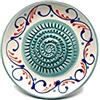 Kaladia - Piatto grattugiato/piallatrice in ceramica - ideale per zenzero, parmigiano ecc. - Motivo: bianco/turchese - Diametro: 12 cm - Fatto a mano e dipinto a mano - Made in Spagna