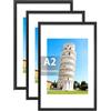 Henrycares Cornice A2 Set da 3 con Passepartout, Cornici Nere 42x59,4 cm da Parete Orizzontale/Verticale, Adatte per Foto, Diploma, Poster e Quadri, portafoto picture photo frames