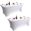 OulQinyhome 2 Copritavolo Elasticizzato Rettangolare Tovaglie Elasticizzate Lavabile 183x75x75 cm per Tavolo Pieghevole da 183 cm Ideale per Matrimoni Feste Banchetti Catering Lavabile in Lavatrice (Bianco)