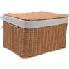 OFFSCH Cestino Rettangolare Intrecciato in Vimini con Coperchio e Doppie Maniglie, Porta Oggetti Versatile per Biancheria e Libri, Contenitore Grande 36x26x21 Cm per Organizzazione Casa