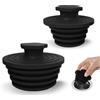 Lunriwis Tappi di scarico per vasca da bagno - 2 tappi universali in silicone per doccia e lavello, vasca da bagno e doccia - Facile installazione grigio (nero)