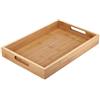 EffiFish Vassoio da portata rettangolare in legno con manici, piatto decorativo in stile giapponese per pane, pasticceria, caffè, barbecue, sala da pranzo e tè (manico 29 x 20 x 4 cm)