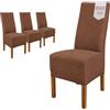 sh SCHEFFLER-HOME LIVE HOMESTYLE SCHEFFLER-Home Coprisedie Luna-Long/Set di 4 Copri Sedie da Pranzo Elastici/Sedie da Pranzo/Coprisedie Elasticizzato in Flanella con Fascia Elastica/Coprisedie Eleganti, Marrone