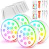 ZWOOS 4 Pezzi Ricaricabile LED Sommergibili Luci Con Telecomando 13 LED Luci Piscina Impermeabile Luci Subacquee 16 Colori Luce LED Sommergibili Luce Piscina RGB IP68 Impermeabilità Adatta per Giardino Vas