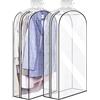 DEARBAG Borsa Porta Abiti con tasselli da 10 inch 2 Pcs Trasparente Copriabiti Antipolvere Custodia Protettiva per Abiti con Zip Custodia Porta Abiti per Donna Uomo Abiti Abiti Cappotti (60 x 102 cm)