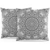 ggaimwf Fodere per cuscini marocchini 40x40 cm Grigio Cuscini Boho etnici Stile indiano Astratto Mandala Arabesque Meditazione Hippie Moderno Copricuscino per divano Soggiorno Letto Federa Set da 2