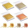 Pushiibee Imitazione Foglia Oro, 400 Fogli Foglia Oro Imitazione per Hobby Creativi Fai da Te, 4 Colori Fogli Oros Argento Rosé Carta Oros per Decorazioni e Nail Art