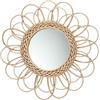 JOKSNK Specchio sospeso - Specchio da parete rotondo con girasole in rattan, decorazione per bagno, boho, vimini nordico, specchio da trucco per interni, ufficio, casa, soggiorno, corridoio (40 cm)