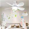 CRGANGZY Ventilatore da soffitto con luci e telecomando, lampada LED dimmerabile E27/E26 con 3 colori e 3 velocità, timer, luce a vite per camera da letto e cucina