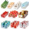 Xinxinphi 6Pcs Organizer Frigorifero con Maniglia,Organizzatore Cucina per Snack & Lattine, Set Contenitori Trasparente Impilabili per Frigo,Bagno,Dispensa Armadietti,Cassetti Frigoriferi,Ripiani (2 Dimensioni)