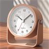 AYRELY Sveglia analogica da 8,9 cm, funzionamento a batteria, grazioso orologio da tavolo con luce, angolo regolabile per viaggi, comodino, camera da letto, camera da letto, bambini, soggiorno (rosa)