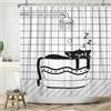 ASDCXZ Tenda da Doccia Divertente, 120 x 180 cm, Moderna, Nera e Bianca, per Bagno, Lavabile, in Poliestere, Impermeabile, con 8 Ganci