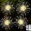 LXWINNER LED Fuochi d'Artificio Luci, 4 Pezzi 120 LEDs Sospese, 8 Modalità Filo di Rame Luci Fatate di Natale Con Telecomando, Timer, Impermeabile per Interno Esterno Decorazioni