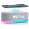 Jaxiyun Sveglia digitale con stazione di ricarica, altoparlante Bluetooth multifunzione, luce sveglia con indicatore della temperatura, sveglia digitale per comodino