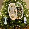 JINGTOPS Luci a LED Luminose per Albero di Natale, Lucine LED Esterno a Batteria | Catene Luminose Decorazioni Natalizie con 100/200/300/400 LED per Feste Natale, Giardino, Cortile, Patio (bianco caldo, 30m)