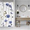ASDCXZ Tenda da doccia con fiori 120 x 200 cm, Primavera Fiori di Acquarello Blu Piante Bagno Bianco Tende da Doccia Lavabili Strette in Poliestere Tessuto Impermeabile per Bagno con 8 Ganci
