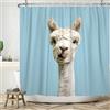 ASDCXZ - Tenda da doccia divertente, 120 x 180 cm, semplice, con viso alpaca, turchese, lavabile, in tessuto, in poliestere, impermeabile, per vasca da bagno con 8 ganci