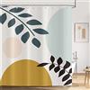 ASDCXZ Tenda da doccia in stile bohémien, 180 x 220 cm, moderna arte astratta in stile bohémien, minimalismo, foglie, sole, semicerchio, lavabile, in tessuto, impermeabile, per vasca da bagno, con 12
