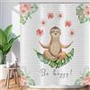 ASDCXZ Tenda da doccia divertente 240x180 cm, divertente serpente arboricolo Be Happy Yoga Rose Fiori Verde Foglie Tropicali Bagno Lavabile Tende da Doccia in Poliestere Tessuto Impermeabile per Vasca