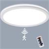 LEZOE Lámpara LED de techo con detector de movimiento, 30W 3300 lm, radar, sensor de movimiento, 3000K/4000K/6500K lámpara con sensor para baño, garaje, escaleras, sótano Ø39X2.5CM