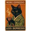 TMAHENG More Espresso, Less Depresso Targa in metallo vintage retrò per casa bar decorazione da parete poster in metallo 20,3 x 30,5 cm