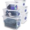 PROFUN Set di 6 scatole portaoggetti con coperchio - 21 l, 10 l e 5 l - grande scatola di plastica con coperchio - scatole impilabili - cassette e scatole contenitore con coperchio